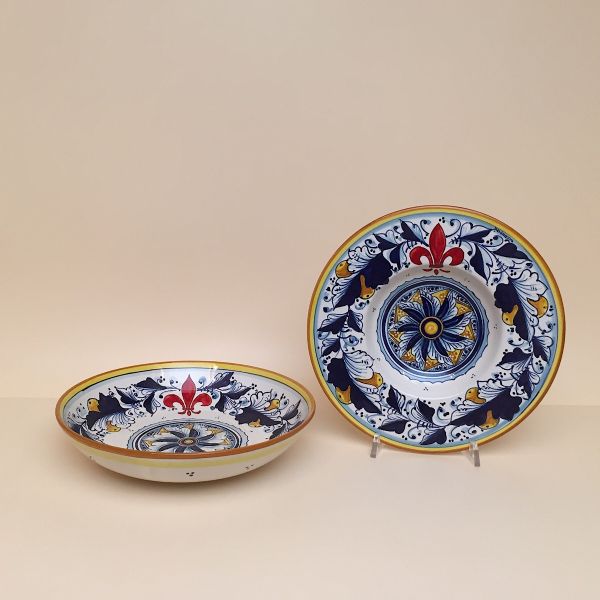 SET OF PASTA-SOUP BOWLS, CM.22 DIAMETER, CM.5H. CAFAGGIOLO - BLUE; GEOMETRIC